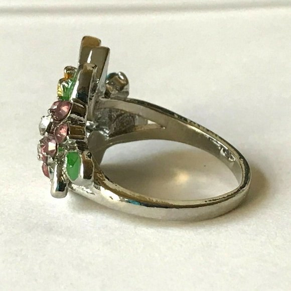 Disney Tinker Bell Ring Size 6 Crystal Enamel Tink Crystal - Picture 6 of 9